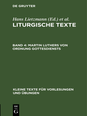 cover image of Martin Luthers von Ordnung Gottesdiensts